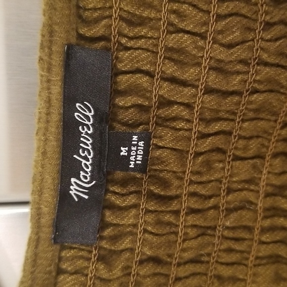 💕MADEWELL💕 Flannel Lucie V-Neck Smocked Mini Dress Weathered Olive Medium NWOT - Picture 12 of 15